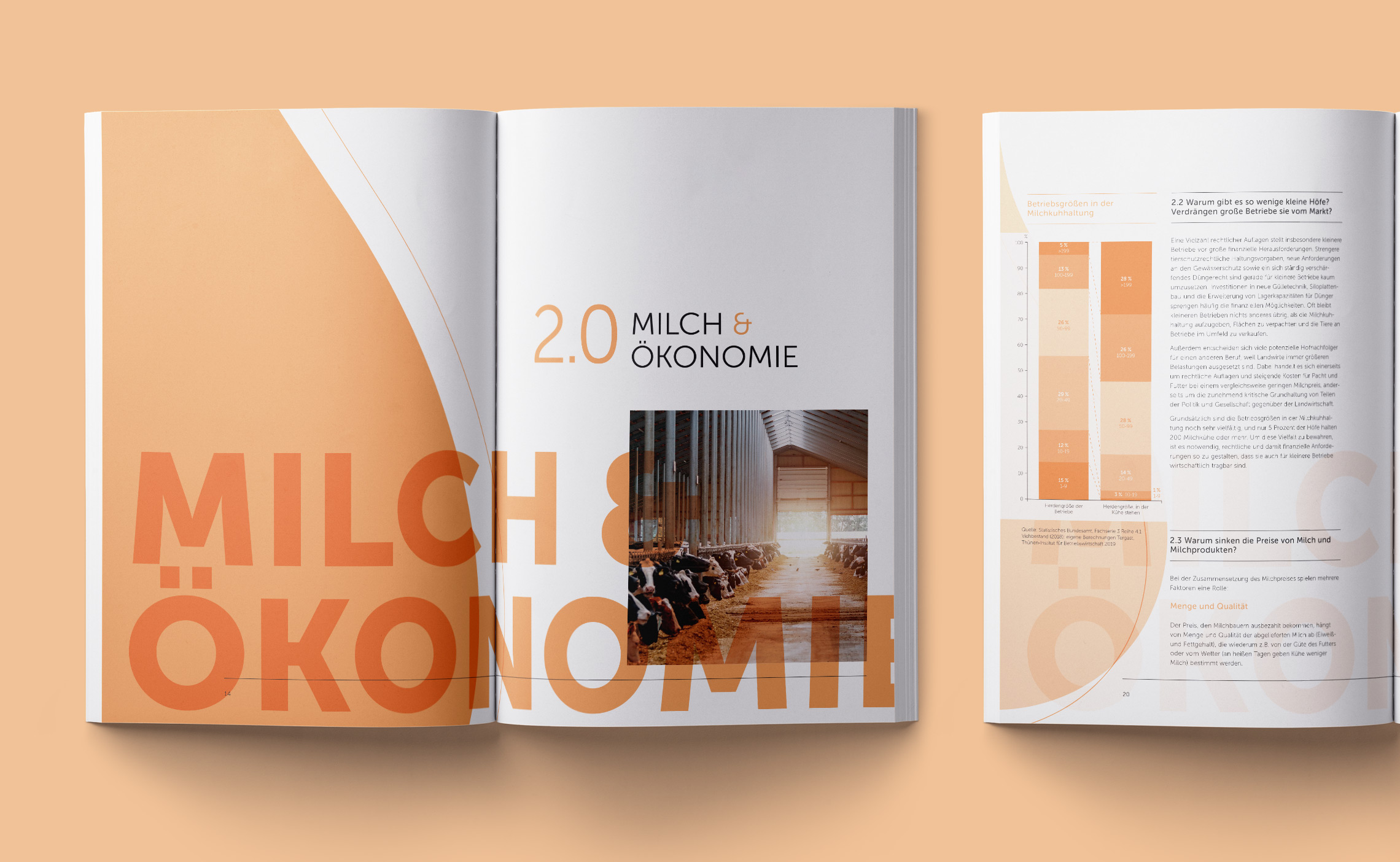 Dialog Milch Kuh Editorial Design Broschüre innen orange